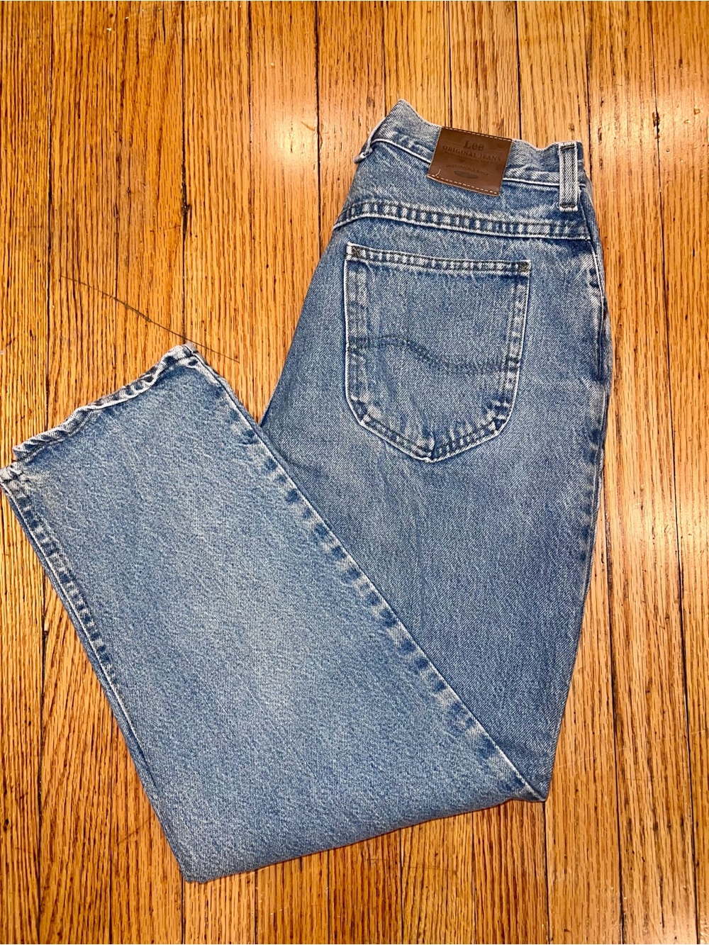 Vintage Lee Original Jeans High Rise Straight Leg Mom Jeans 30x34 USA Made